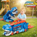 Caminhão Dinossauro Brinquedo Pista Lançador Carrinho Maleta