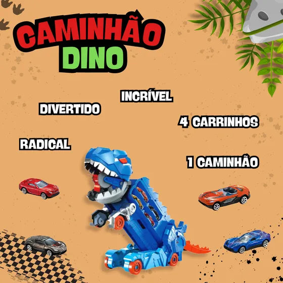 Caminhão Dinossauro Brinquedo Pista Lançador Carrinho Maleta